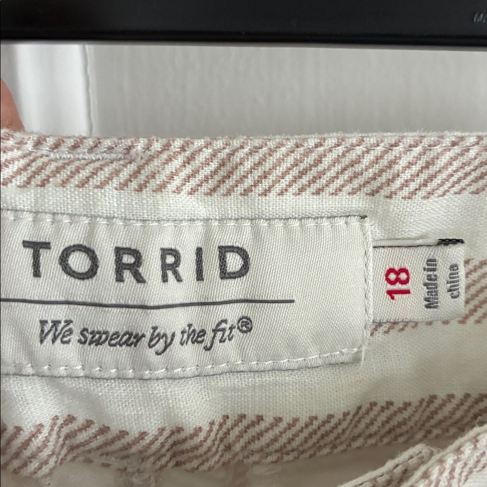 Torrid Beige and White Striped Pants - Picture 2 of 5